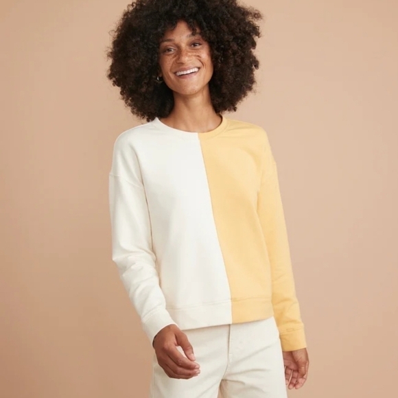 Marine Layer Tops - Marine layer Cate Sweatshirt in Ochre/Antique White